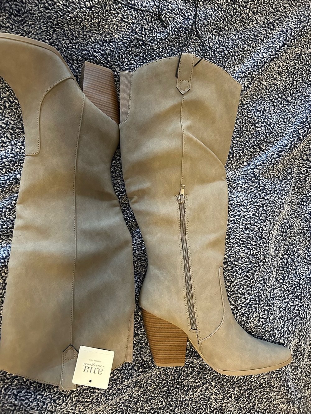 a.n.a Taupe Knee-High Block Heel Boots